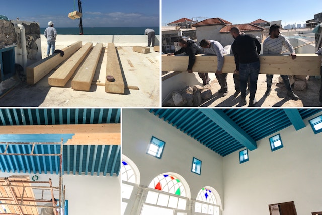Repairs were made to wooden roof beams throughout the building and reinforced in some places with stainless steel.
