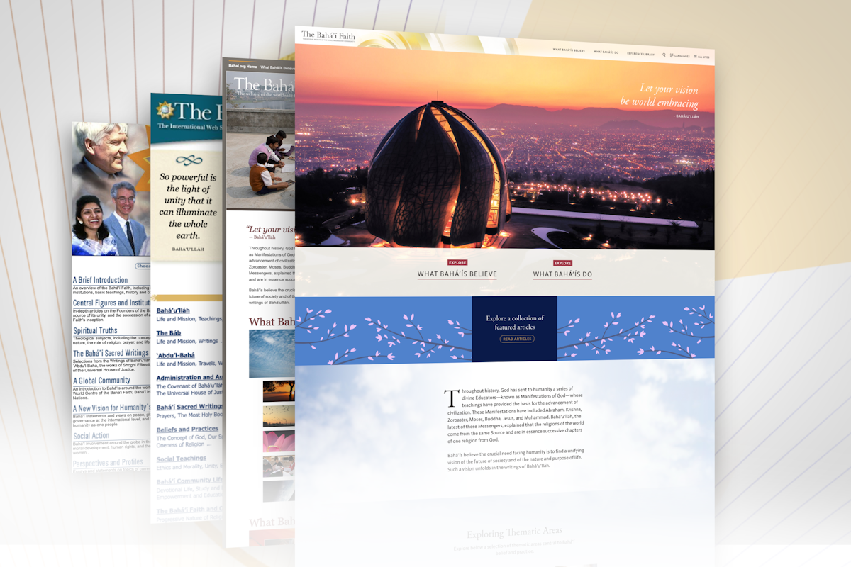 Le site web récemment remanié de la Communauté mondiale bahá’íe, www.bahai.org, a été lancé. Il s'agit du dernier d’une série de développements depuis la création du site en 1996.