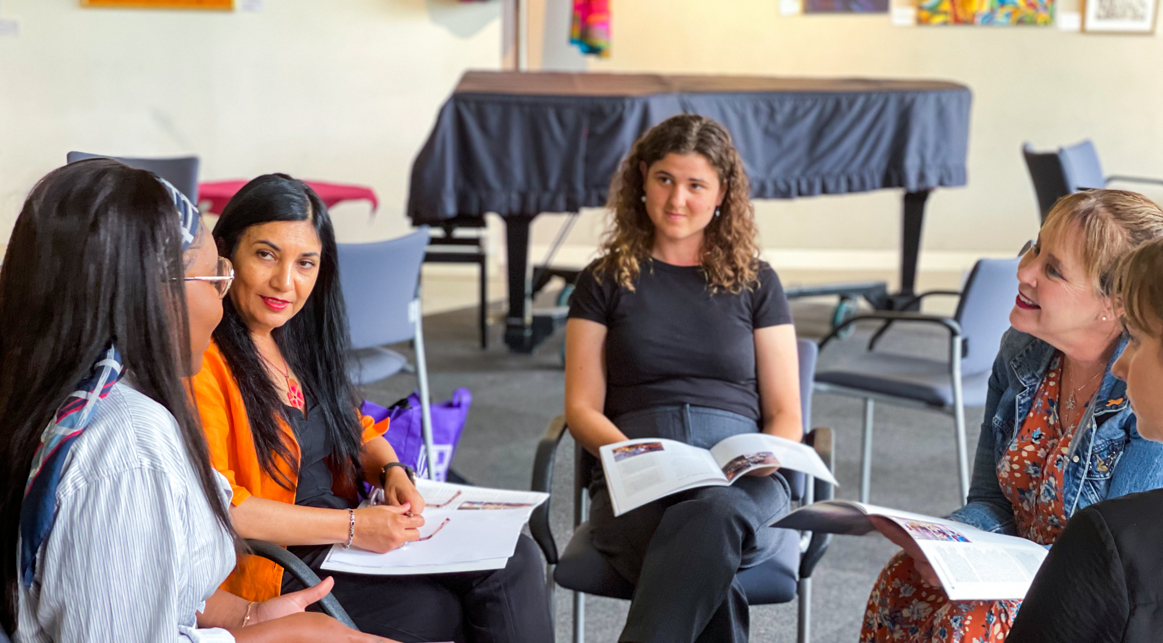 In-person gatherings held according to safety measures required by the government. Participants discussing ideas from the Creating an Inclusive Narrative publication at a gathering in the Australian Capital Territory.