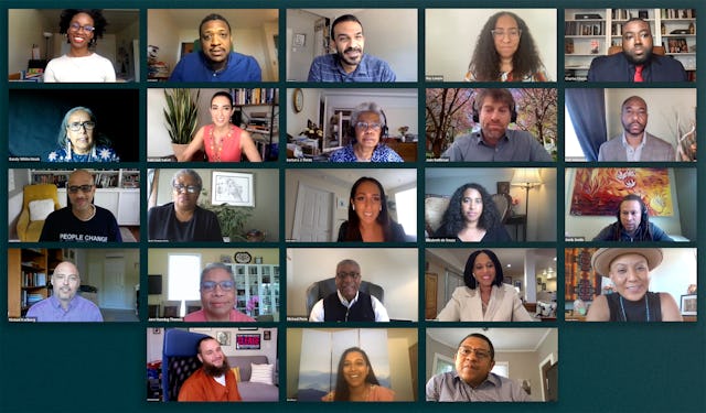 Panelists of a three-day online symposium held by the U.S. Bahá’í Office of Public Affairs titled Advancing Together: Forging a Path Toward a Just, Inclusive and Unified Society.