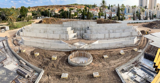 Work has also progressed on the cascading planters in the north plaza.