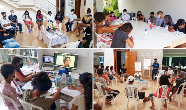 Different groups of youth from Vila do Boa participating in Bahá’í educational programs that develop their capacity to analyze social reality, identify the needs of their communities, and undertake activities for social action.