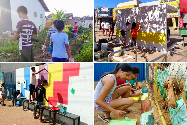 Youth across Brazil who are engaged in Bahá’í educational programs undertaking different activities of social action for the well-being of their communities.