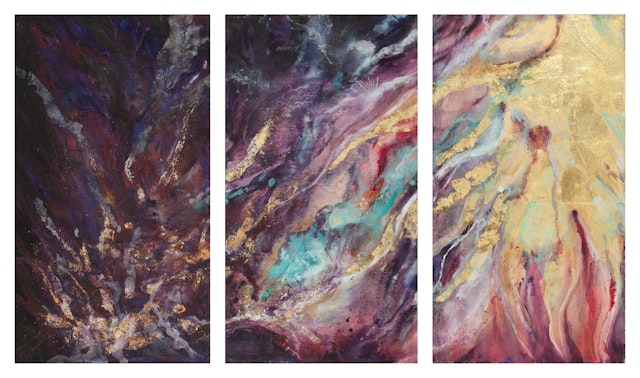Reflecting on ‘Abdu’l-Bahá’s promotion of the Bahá’í principle of universal education, an artist from the United Kingdom created this triptych inspired by the following passage quoted from the Bahá’í writings: “Regard man as a mine rich in gems of inestimable value. Education can, alone, cause it to reveal its treasures…”