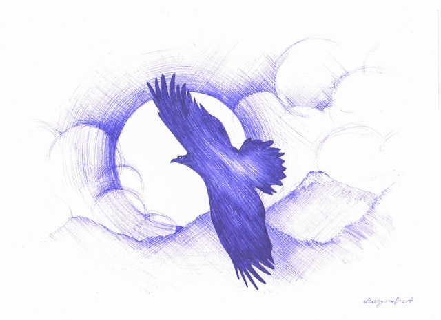 An artist from Kazakhstan created this pen drawing after reflecting on imagery from this prayer composed by ‘Abdu’l-Bahá.