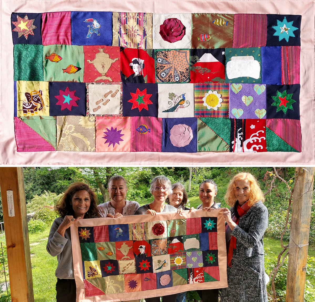 In Switzerland, participants of Bahá’í community-building activities drew on their diverse cultural backgrounds to create this quilt featuring metaphors inspired by the life of ‘Abdu’l-Bahá. The quilt was gifted to their local community center.