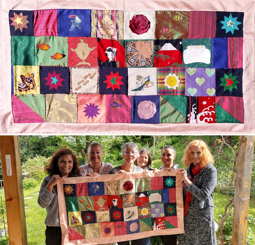 In Switzerland, participants of Bahá’í community-building activities drew on their diverse cultural backgrounds to create this quilt featuring metaphors inspired by the life of ‘Abdu’l-Bahá. The quilt was gifted to their local community center.