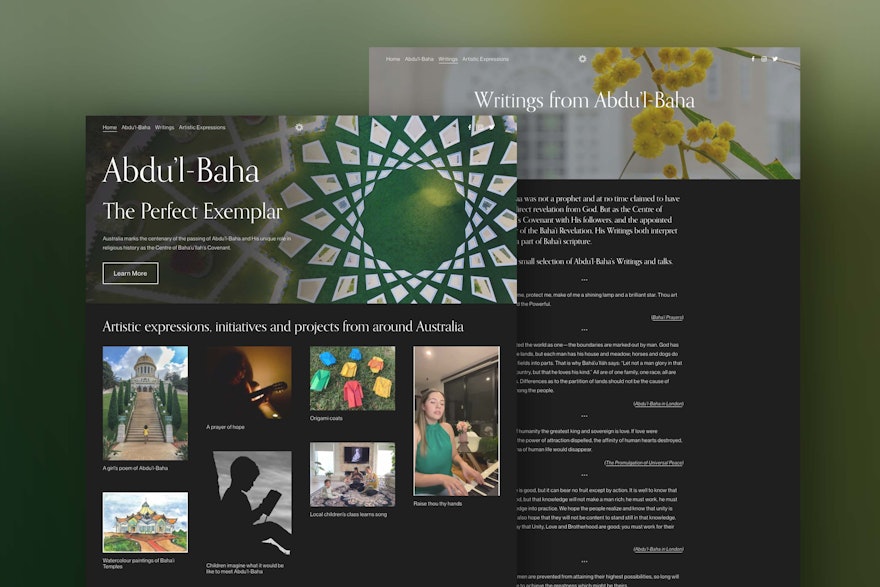 Una página web de reciente publicación en Australia incluye una selección de los escritos de ‘Abdu’l‑Bahá y presenta las producciones artísticas creadas recientemente por personas de todo el país.