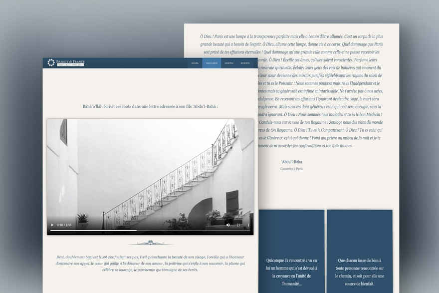 The Bahá’ís of France will soon release a microsite about the life of ‘Abdu’l-Bahá and His visit to Paris in 1911. This site will feature excerpts from His writings, including several quotations about the spiritual future of Paris.  A compilation of talks given by ‘Abdu’l-Bahá during His stay in that city can be found in a book titled Paris Talks.