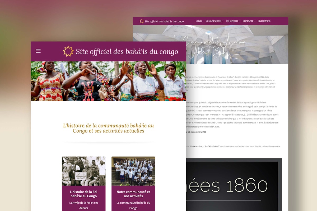  Une nouvelle section sur le site web national des bahá’ís du Congo explore la station unique de ‘Abdu’l-Bahá et fournit plusieurs articles sur les efforts des bahá’ís de ce pays pour contribuer à la transformation sociale.