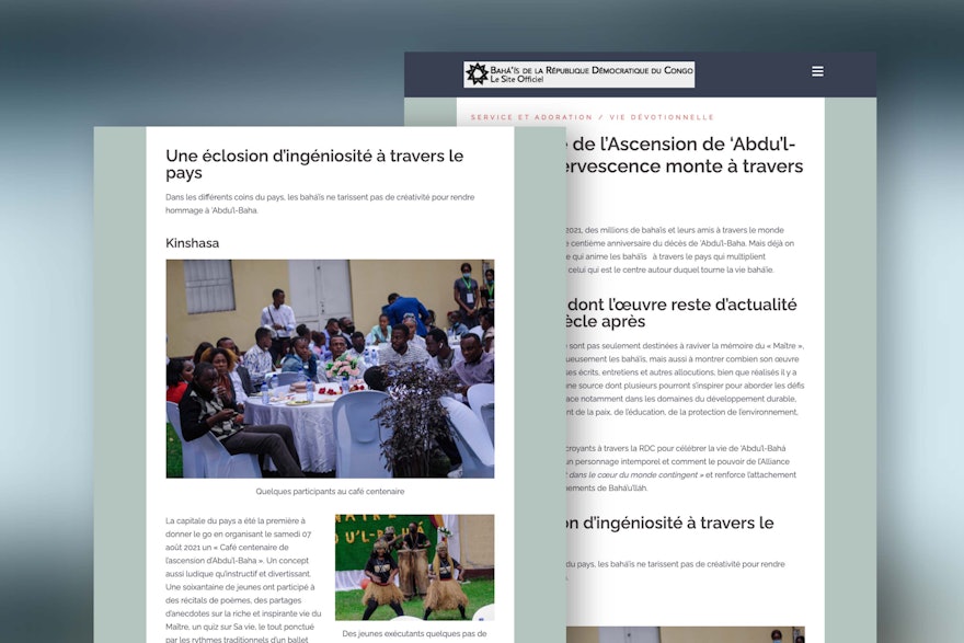 La Comunidad Bahá’í de la República Democrática del Congo ha creado una nueva sección en su página web nacional que ofrece noticias de cómo los bahá’ís en ese vasto país están conmemorando esta ocasión especial.