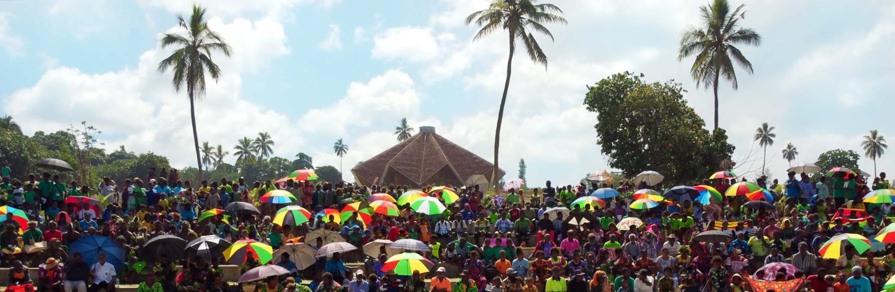 Adjacent to the temple is the newly completed amphitheatre, in which attendees gathered for the dedication ceremony.