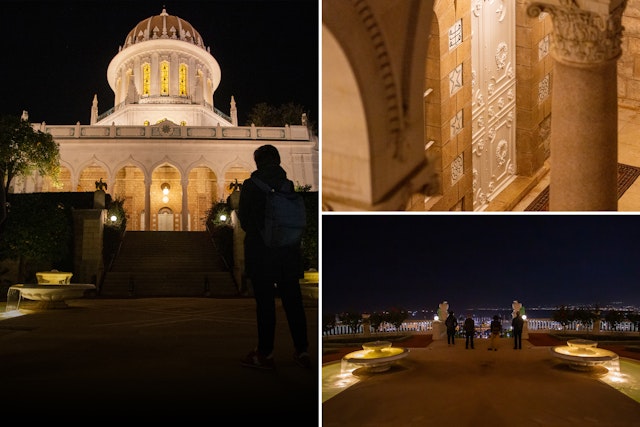 Participants are spending quiet moments in the environs of the Shrine of the Báb, reflecting on the significance of the life of ‘Abdu’l-Bahá and His call for universal peace.