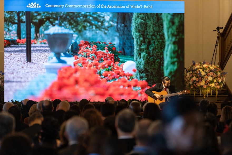 The program included musical interludes reflective of different cultures around the world. Seen here is a participant from Chile playing an instrumental guitar piece.