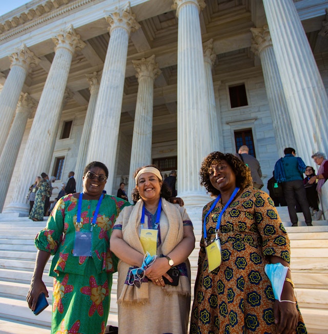 Attendees from different countries, together at the Seat of the Universal House of Justice.