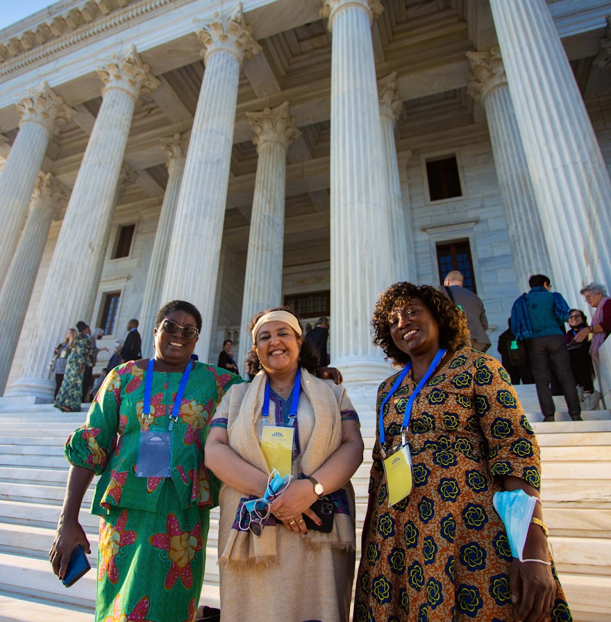 Attendees from different countries, together at the Seat of the Universal House of Justice.