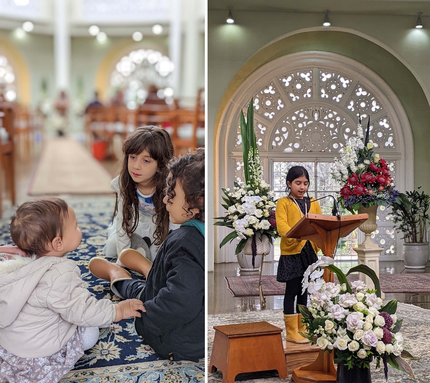 Un programme spécial pour les enfants a été organisé à la maison d’adoration, au cours duquel des enfants ont raconté des histoires sur la vie de ‘Abdu’l-Bahá.