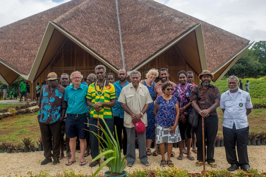 Government officials, chiefs, and members of the Bahá’í community at the centenary program.