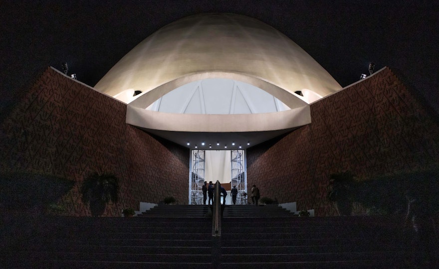 Participants arriving at the House of Worship in Panama for the centenary program.