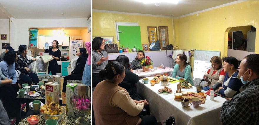 Seen here are gatherings in Mongolia of people sharing stories about the life of ‘Abdu’l-Bahá.