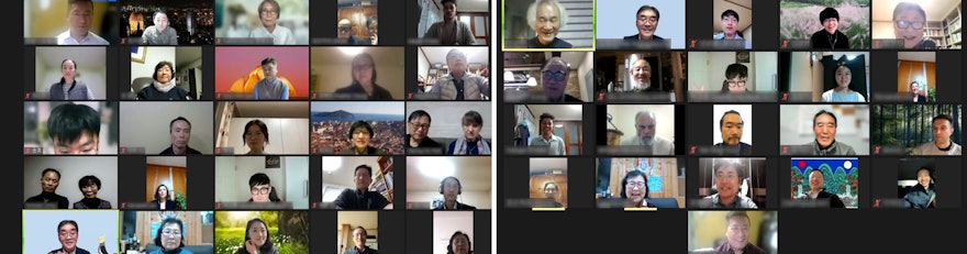 Seen here is a centenary gathering in South Korea held over video conferencing.