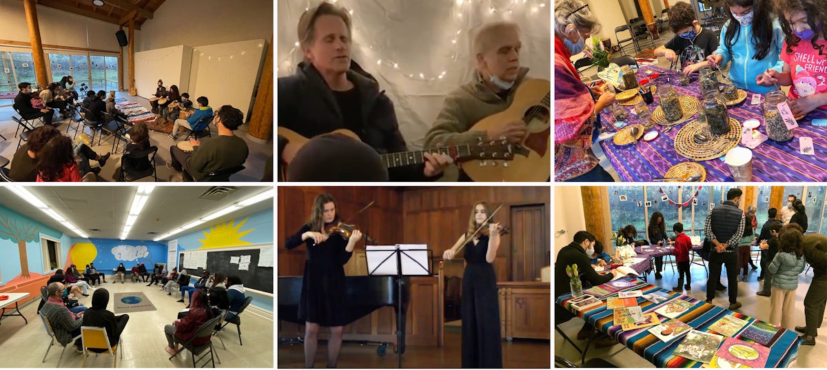 Seen here are images from various centenary gatherings across Canada, which included musical performances and arts activities for children based on themes addressed in ʻAbdu'l-Bahá’s writings, such as the oneness of humanity.