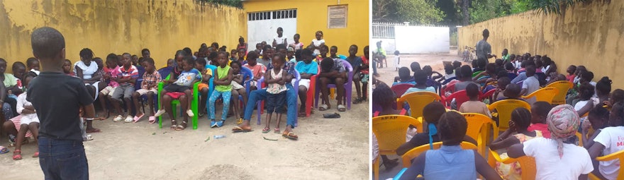 Children and youth participating in a centenary program in Burkina Faso.