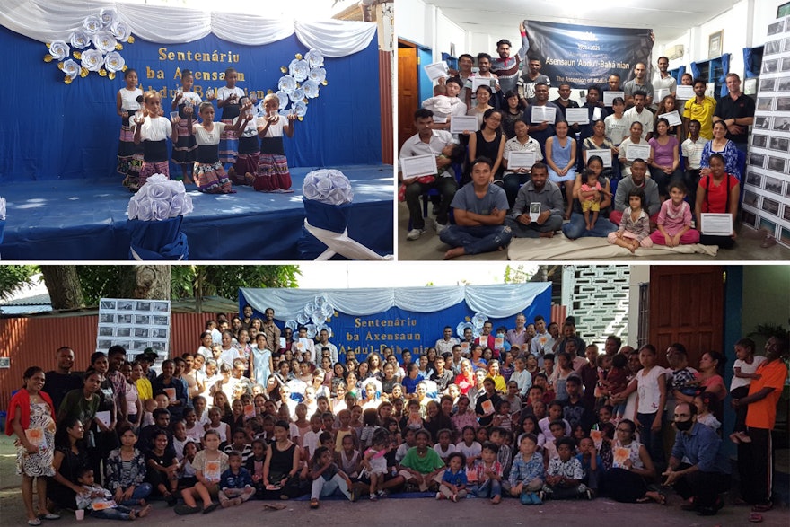 In Timor-Leste, a centenary commemoration included artistic performances by children sharing stories from the life of ‘Abdu’l-Bahá inspired by His writings, including the following quotation: “In the world of existence there is indeed no greater power than the power of love.” A book of stories about ‘Abdu’l-Bahá in English and Tetum was also published and shared with children at different centenary gatherings.