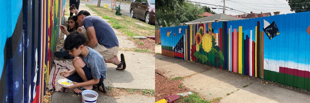 Residents of a neighborhood in Minneapolis, United States, painting a mural about the beauty in the diversity of the community. The following passage from the writings of Bahá’u’lláh is written across the centre of the mural: “Regard man as a mine rich in gems of inestimable value. Education can, alone, cause it to reveal its treasures, and enable mankind to benefit therefrom.”