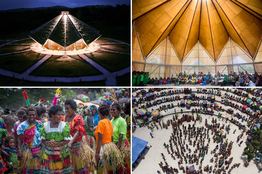 В церемонии открытия Дома Поклонения в Вануату приняли участие премьер-министр Боб Лафман и другие правительственные чиновники, традиционные вожди и около 3000 других гостей.