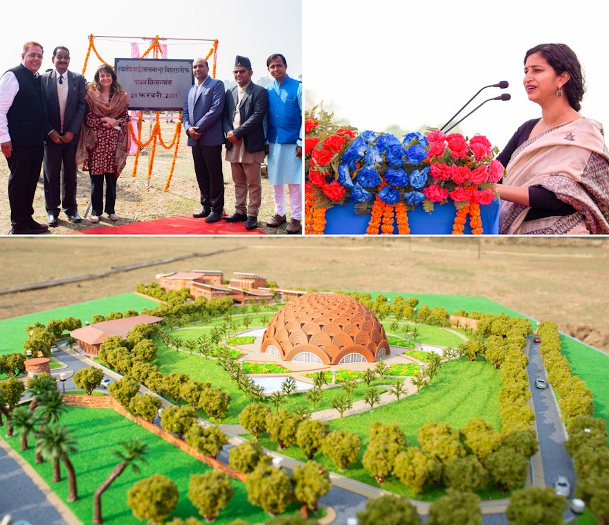 Una histórica ceremonia de colocación de la primera piedra conmemoró el inicio de la construcción de la primera Casa de Adoración bahá’í local de la India.