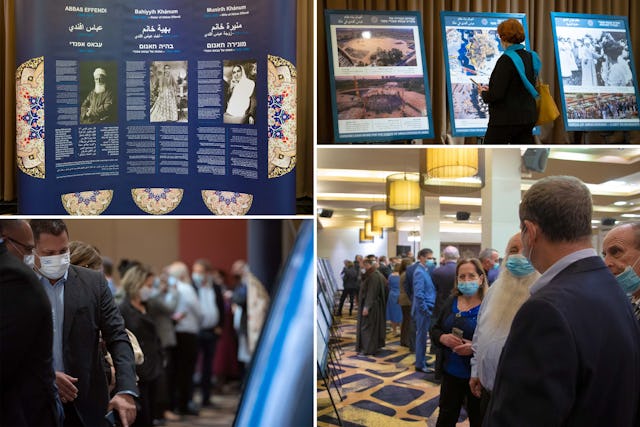 Гости имели возможность ознакомиться с выставкой о вкладе Абдул-Баха в развитие общины бахаи и Его неустанных усилиях по содействию единству человечества.