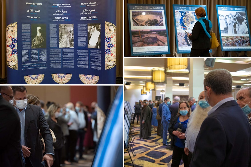Гости имели возможность ознакомиться с выставкой о вкладе Абдул-Баха в развитие общины бахаи и Его неустанных усилиях по содействию единству человечества.