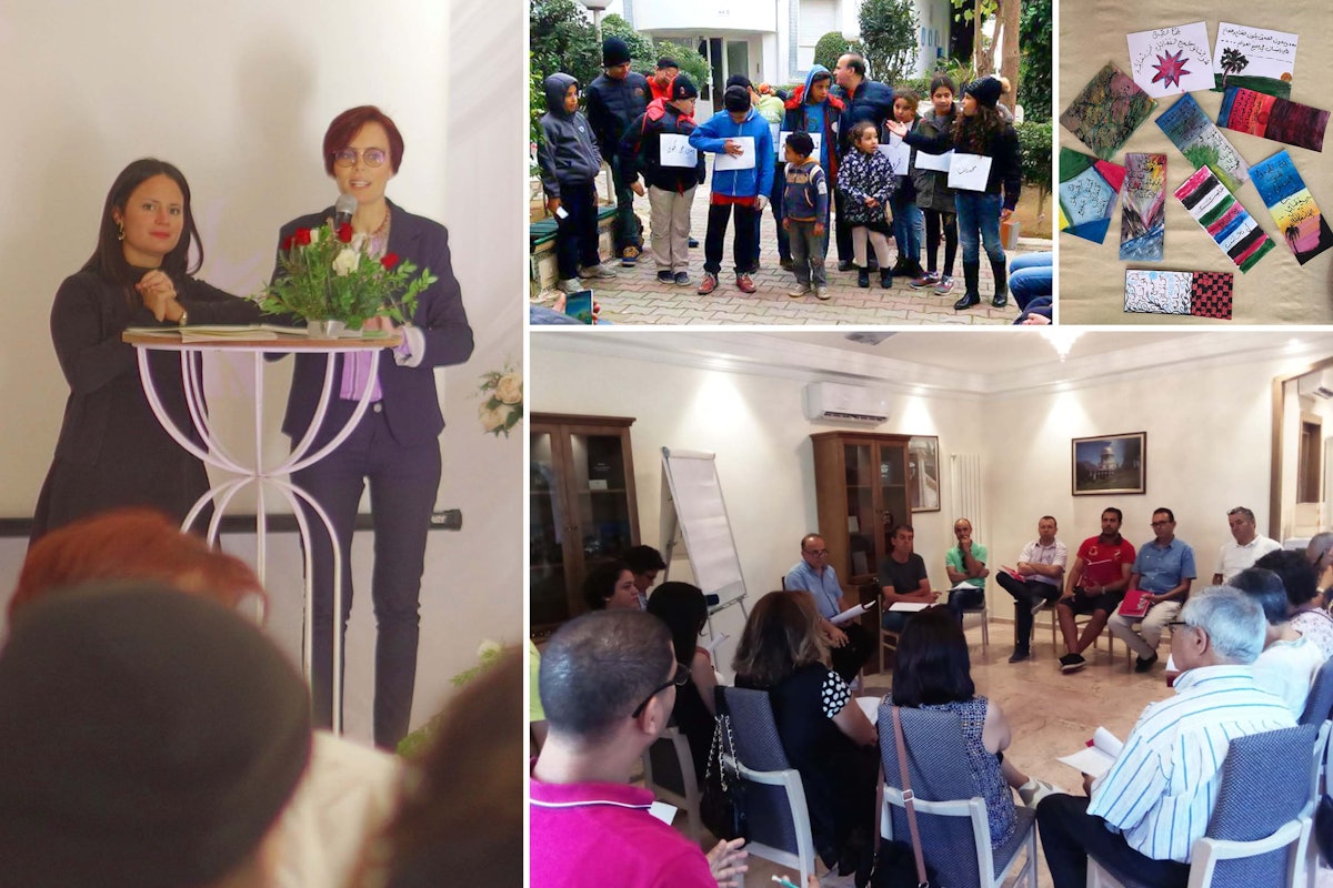 Seen here are images of different community-building endeavors of the Tunisian Bahá’í community that develop people’s capacity for service to society and foster coexistence among diverse people.