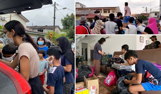 Muchas personas han participado en las labores emprendidas y coordinadas por las comunidades bahá'ís para responder a la situación y proporcionar refugio y distribuir suministros, entre ellos materiales para los niños en edad escolar.