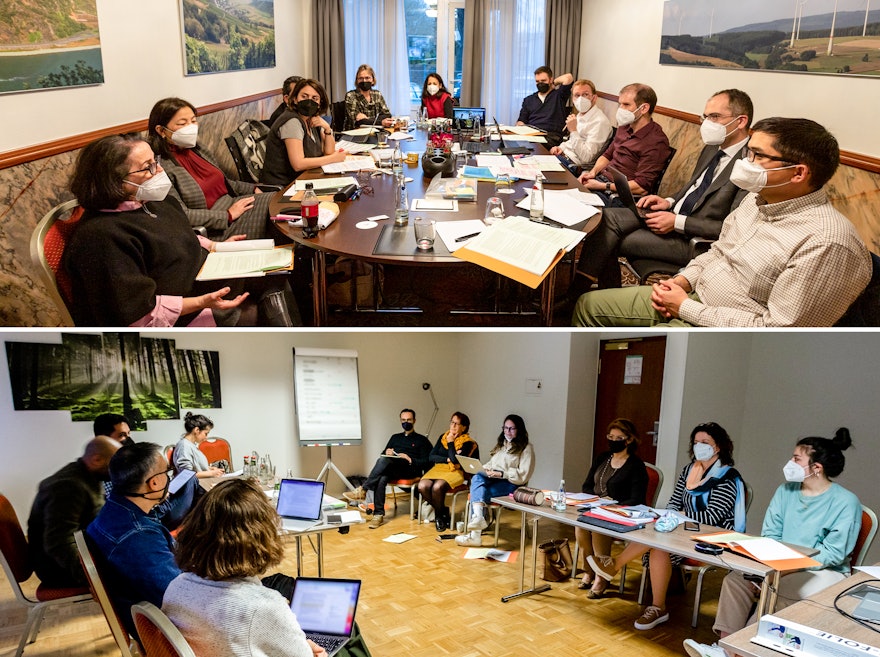 Participants from Switzerland (top) and Austria (below) in a breakout session during the gathering in Germany.