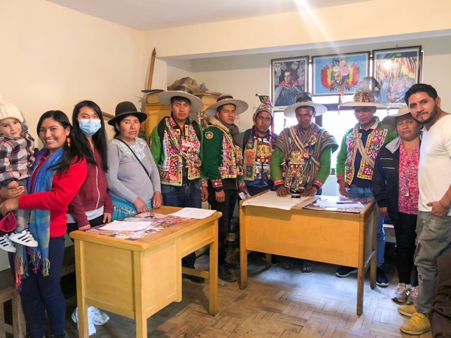 A local gathering in the Cala Cala region of Bolivia brought together local authorities from the indigenous population to discuss an upcoming conference that will be held in this region. In attendance were chiefs representing multiple Ayllus–a family clan structure common throughout the Andes.