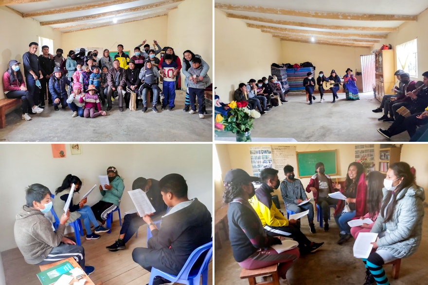 Esta reunión local en Uncia (Bolivia) reunió a participantes de todas las edades y de diferentes comunidades religiosas. La reunión incorporó representaciones de teatro y musicales por parte de niños y jóvenes en torno a sus experiencias en las actividades de desarrollo comunitario.