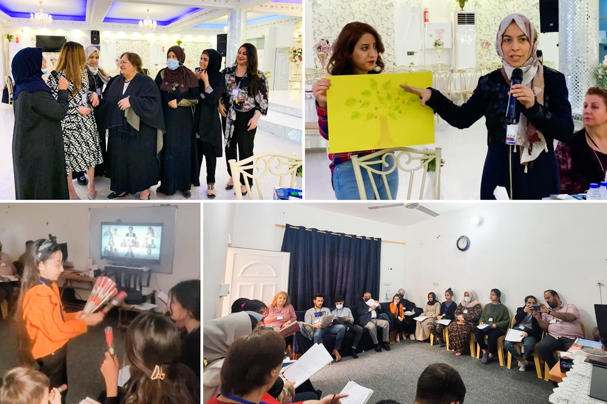 Pictured here are local conferences in Baghdad and Khaniqeen, Iraq. Attendees consulted on how they can intensify their efforts toward fostering a culture of peace.