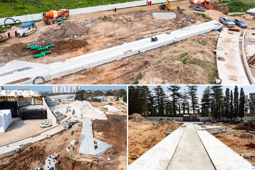 Estas fotografías muestran los cimientos de los caminos de acceso en el extremo norte y sur de la obra.