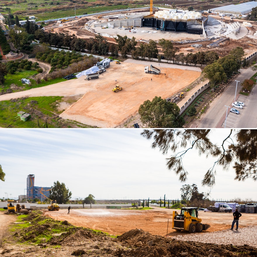 En otra parte del terreno, se han iniciado los trabajos de construcción de un centro de visitantes.