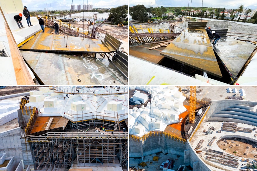 Steel formwork has also been installed to create extensions on the sides of trellis that will connect with the portal walls of the north and south plazas.