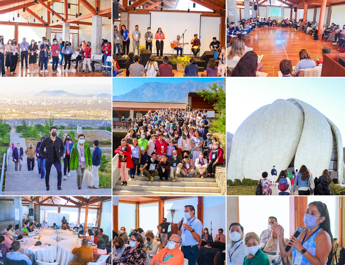 Seen here are participants of a recent conference held on the grounds of the Bahá’í House of Worship in Santiago, Chile, for three days to discuss the community-building efforts in their country.