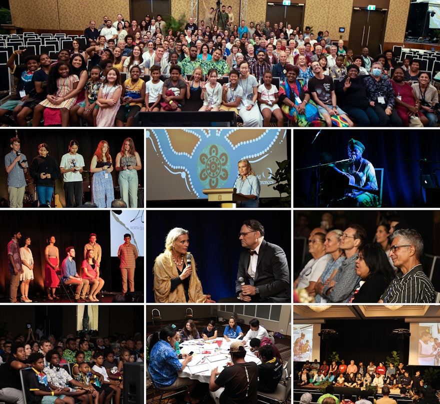 Pictured here is a local conference in Cairns, Australia, where participants met over three days to discuss many themes related to the progress of their society and to explore the experience gained over the past decades in contributing to Bahá’í community-building activities.
