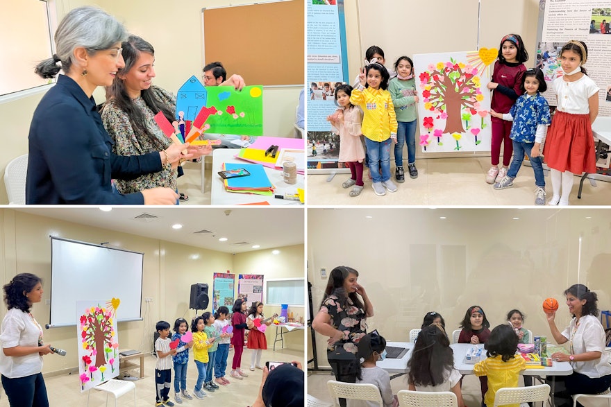 Enfants lors d’une conférence aux Émirats arabes unis.