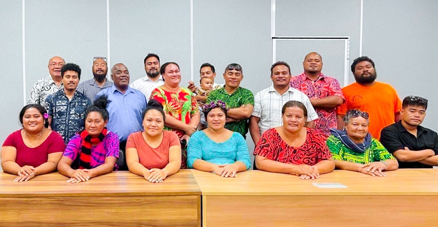 Participants à un rassemblement dans la nation insulaire de Tuvalu, dans le Pacifique Sud.
