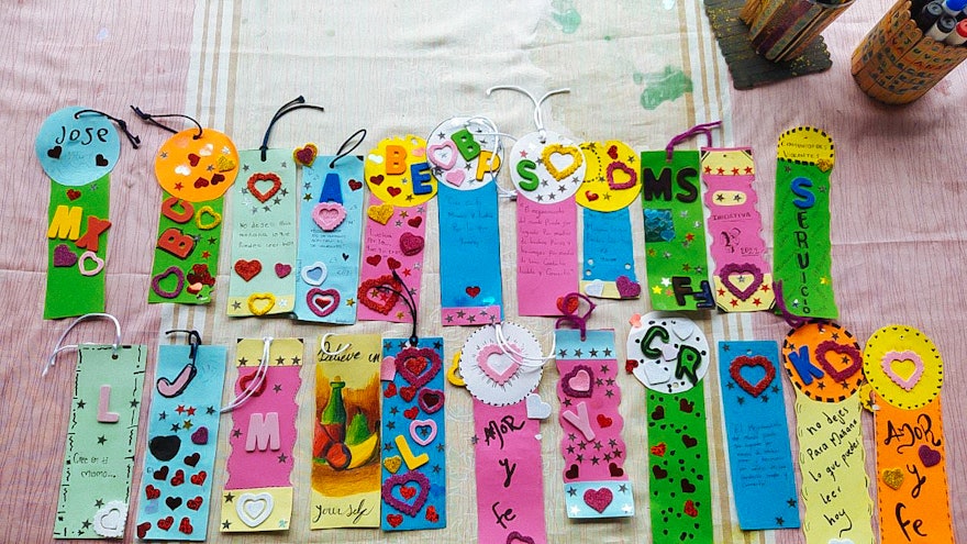 Seen here are bookmarks created by participants at a conference in Puerto Tejada, Colombia.