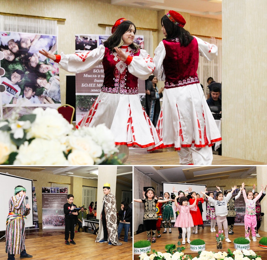 در این کنفرانس در خجند، تاجیکستان، رقص سنتی و نمایش‌ به ایجاد فضای شاد این گردهمایی کمک کرد.