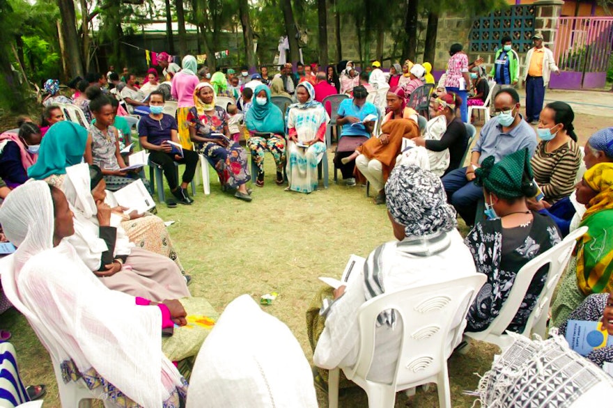 Seen here are participants in breakout groups at a conference in Ethiopia, one of many being held throughout that country.