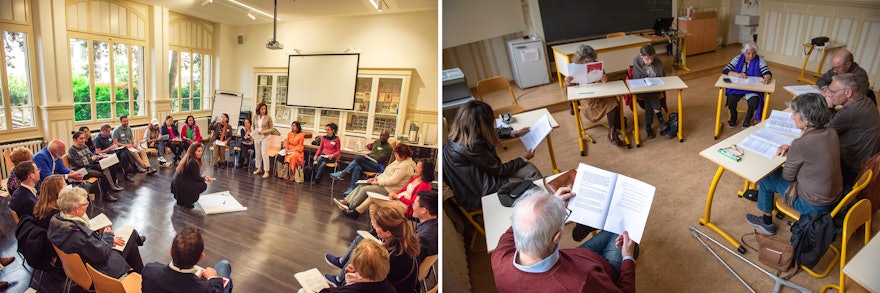 Seen here are attendees of a gathering in Geneva, Switzerland.